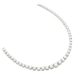 Unknown 9.73 Carat Graduated Riviera Diamond Necklace In 14 Karat White Gold