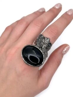 Yves Saint Laurent YSL Arty Silver Tone Black Cocktail Ring -Mode Bijouterie Magasin 5F394ABF 3FD2 47BD 9294 53D301E4D90A master