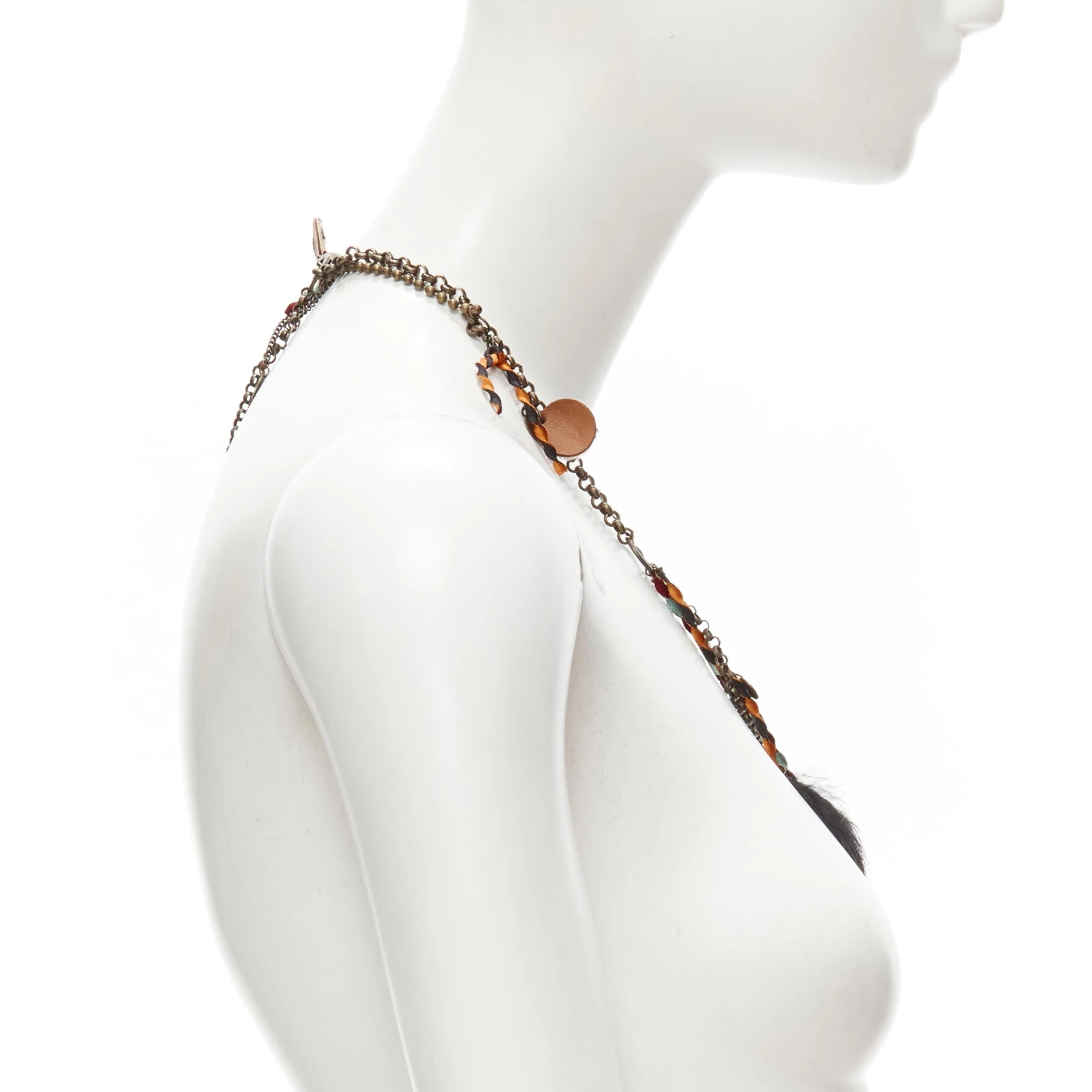 Unknown MEDICINE DOUCE PARIS Leopard Trim Copper-tone Necklace Fur Ring Set 7 Unknown MEDICINE DOUCE PARIS Leopard Trim Copper-tone Necklace Fur Ring Set – Image 5