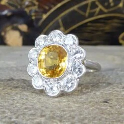 Unknown Bright And Rich 2.90ct Cushioned Oval Yellow Sapphire And 1.30ct Diamond Cluster -Mode Bijouterie Magasin 5 master 7