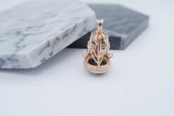 Unknown Oval Smoky Topaz 3D Rose Gold Pavilion Pendant Necklace -Mode Bijouterie Magasin 5e master