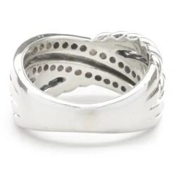 David Yurman Sterling Silver Diamond Cable Crossover Ring -Mode Bijouterie Magasin 605 656 3 master