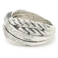 David Yurman Sterling Silver Diamond Cable Crossover Ring -Mode Bijouterie Magasin 605 656 4 master