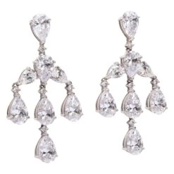 Diamante Silver Antique Style Chandelier Earrings
