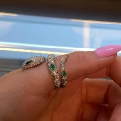 Unknown Platinum Green Emerald White & Fancy Color Diamond Snake Ring 4.45cttw -Mode Bijouterie Magasin 60db37baeb76f35417c90c29 master