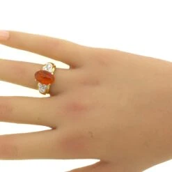 Unknown 4.32 Carat Gem Fire Opal Diamond Platinum & Gold Ring -Mode Bijouterie Magasin 61 master