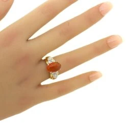 Unknown 4.32 Carat Gem Fire Opal Diamond Platinum & Gold Ring -Mode Bijouterie Magasin 62 master