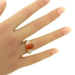 Unknown 4.32 Carat Gem Fire Opal Diamond Platinum & Gold Ring -Mode Bijouterie Magasin 63 master