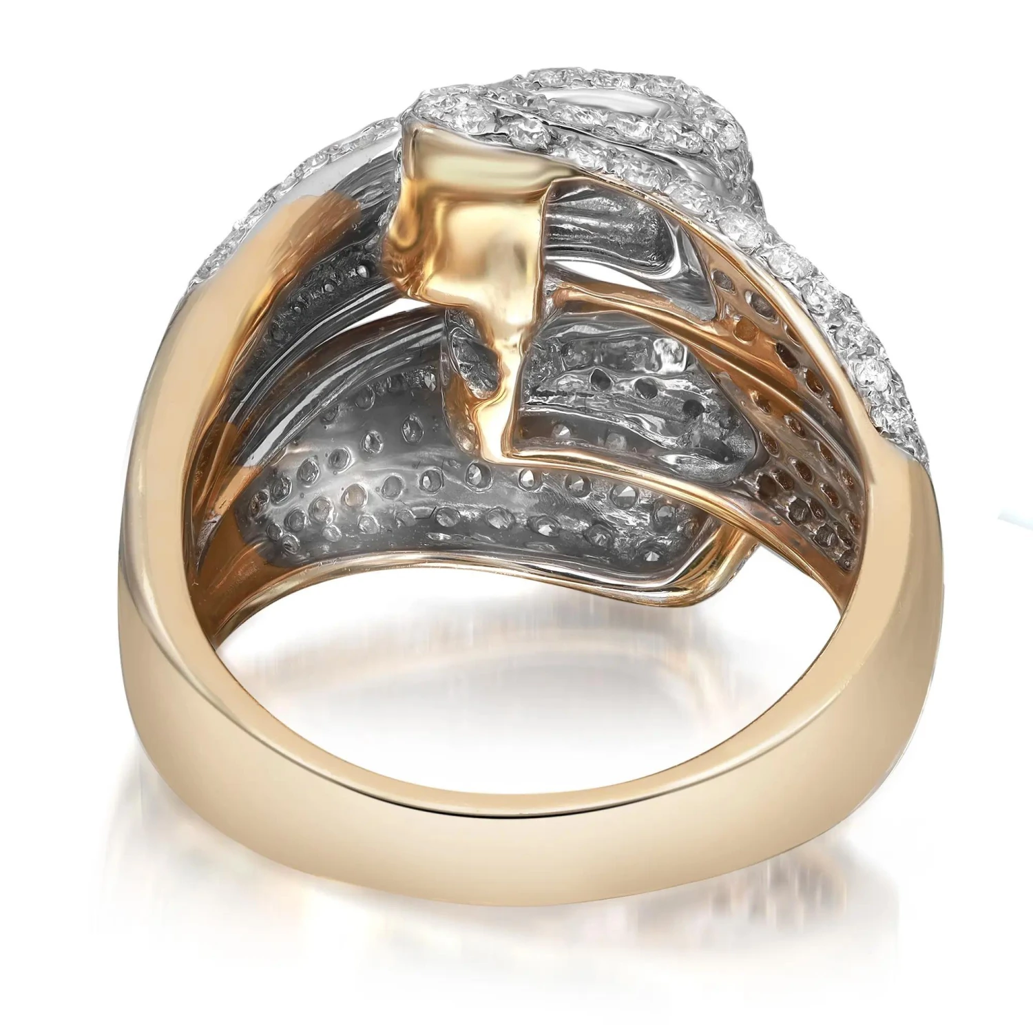 2.12Carat Two Tone Pave Set Round Diamond Ladies Cocktail Ring 14K Gold 5 2.12Carat Two Tone Pave Set Round Diamond Ladies Cocktail Ring 14K Gold – Image 3