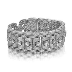 8.00cttw Antique Round Cut Diamond Wide Fancy Bracelet 18k White Gold 10 8.00cttw Antique Round Cut Diamond Wide Fancy Bracelet 18k White Gold -Mode Bijouterie Magasin 645aba802b50137aeb281231 master