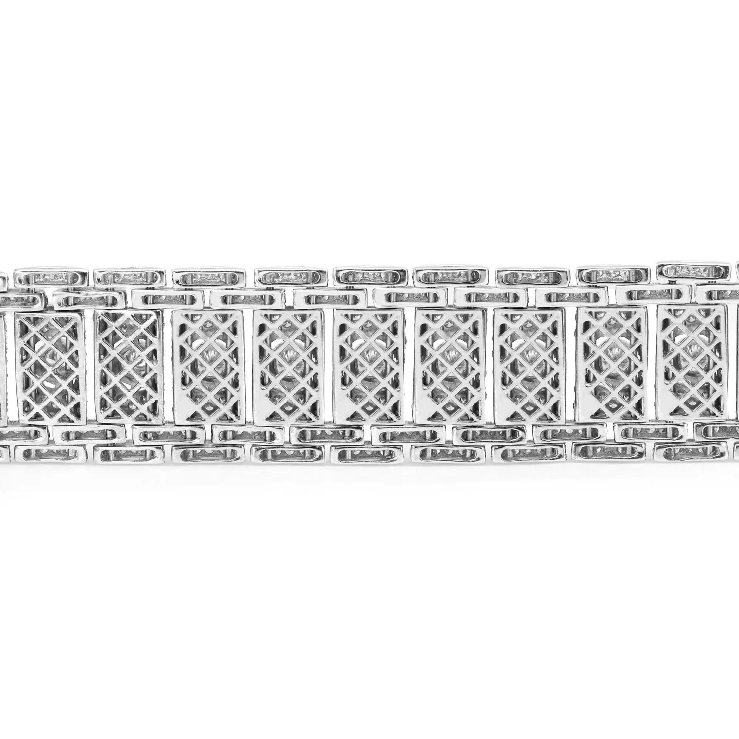 8.00cttw Antique Round Cut Diamond Wide Fancy Bracelet 18k White Gold 7 8.00cttw Antique Round Cut Diamond Wide Fancy Bracelet 18k White Gold – Image 5