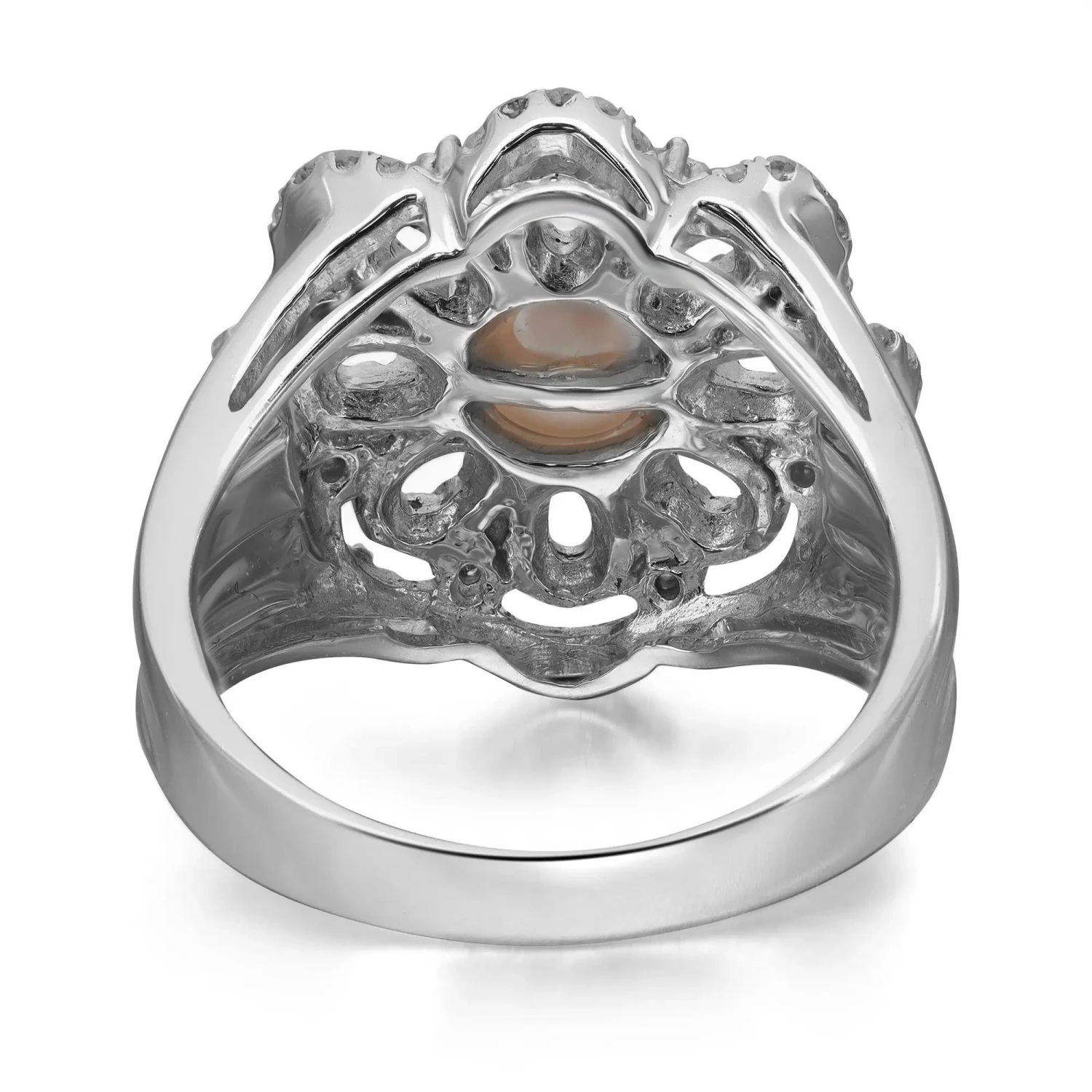 0.56ctw Diamond Pearl Pink Sapphire Ladies Cocktail Ring 14k White Gold 5 0.56ctw Diamond Pearl Pink Sapphire Ladies Cocktail Ring 14k White Gold – Image 3