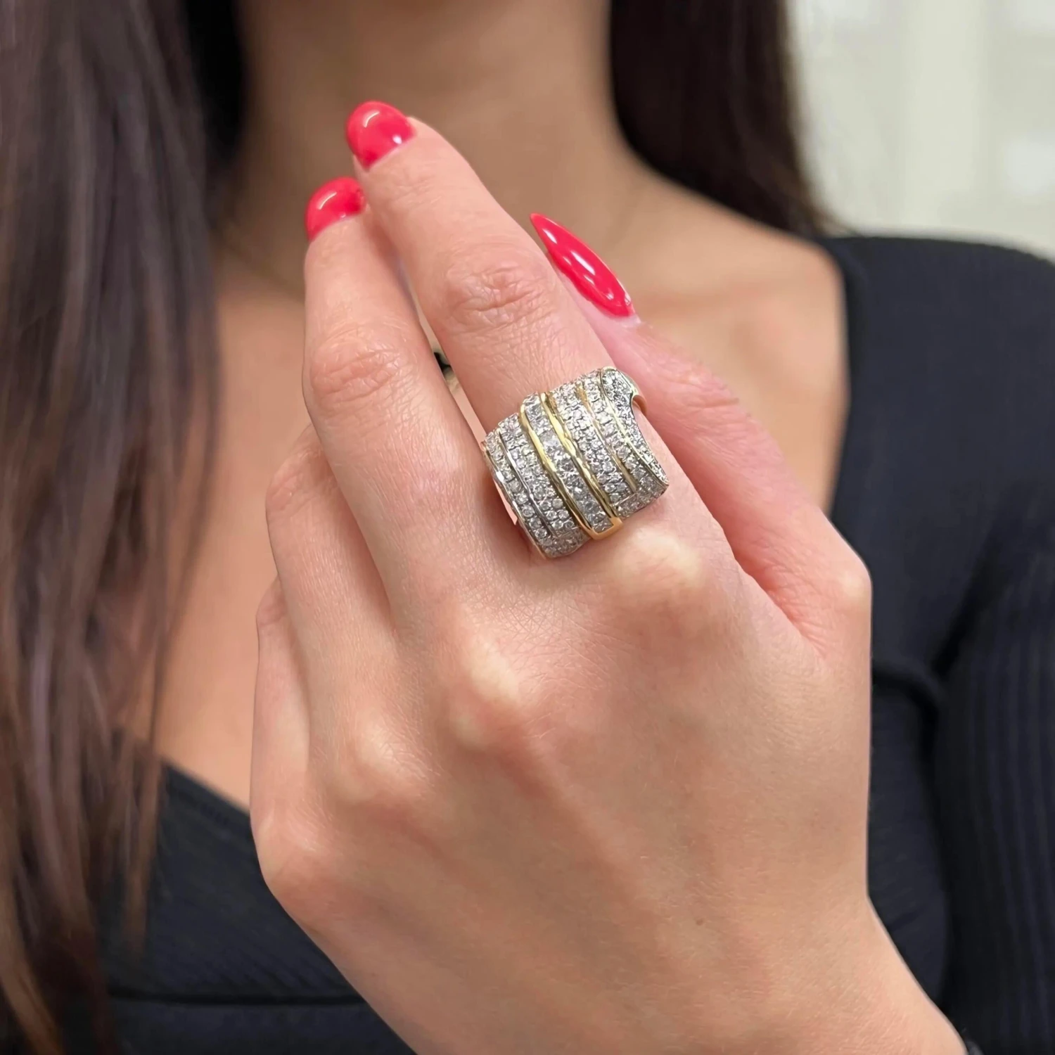 2.17cttw Princess And Round Cut Diamond Cocktail Ring 14k Yellow Gold 7 2.17cttw Princess And Round Cut Diamond Cocktail Ring 14k Yellow Gold – Image 5