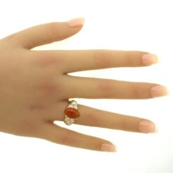 Unknown 4.32 Carat Gem Fire Opal Diamond Platinum & Gold Ring -Mode Bijouterie Magasin 64 master