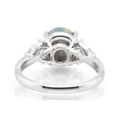 Unknown 1.97 Carat Lighting Ridge Black Opal & Diamond Three-Stone Ring Set In Platinum 14 Unknown 1.97 Carat Lighting Ridge Black Opal & Diamond Three-Stone Ring Set In Platinum -Mode Bijouterie Magasin 6591b master