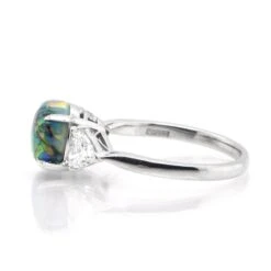 Unknown 1.97 Carat Lighting Ridge Black Opal & Diamond Three-Stone Ring Set In Platinum 12 Unknown 1.97 Carat Lighting Ridge Black Opal & Diamond Three-Stone Ring Set In Platinum -Mode Bijouterie Magasin 6591s1 master