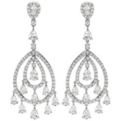 Roman Malakov 17.47 Carats Total Pear Shape Diamond Fringe Chandelier Earrings