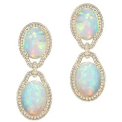 Goshwara Opal Cabochon And Diamond Earrings