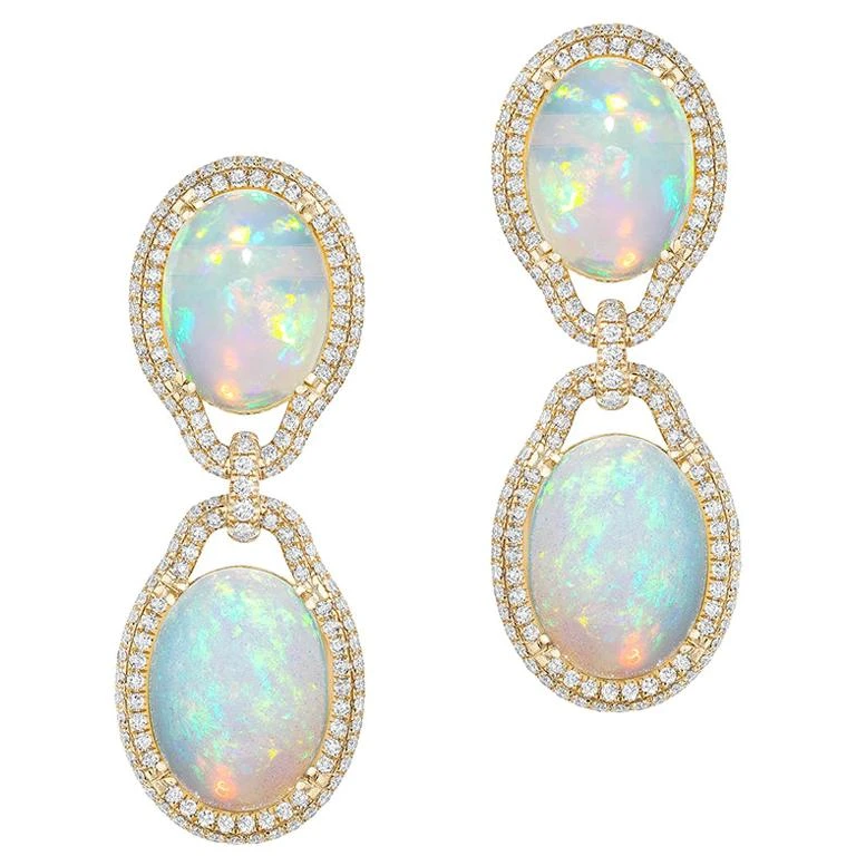 Goshwara Opal Cabochon And Diamond Earrings 3 Goshwara Opal Cabochon And Diamond Earrings