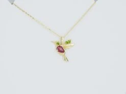 14k Gold Hummingbird Pendant With Rubies, Bird Pendant With Colored Gemstones -Mode Bijouterie Magasin 6 12 35 master