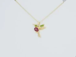 14k Gold Hummingbird Pendant With Rubies, Bird Pendant With Colored Gemstones -Mode Bijouterie Magasin 6 12 36 master