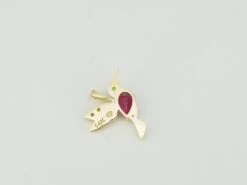 14k Gold Hummingbird Pendant With Rubies, Bird Pendant With Colored Gemstones -Mode Bijouterie Magasin 6 12 39 master
