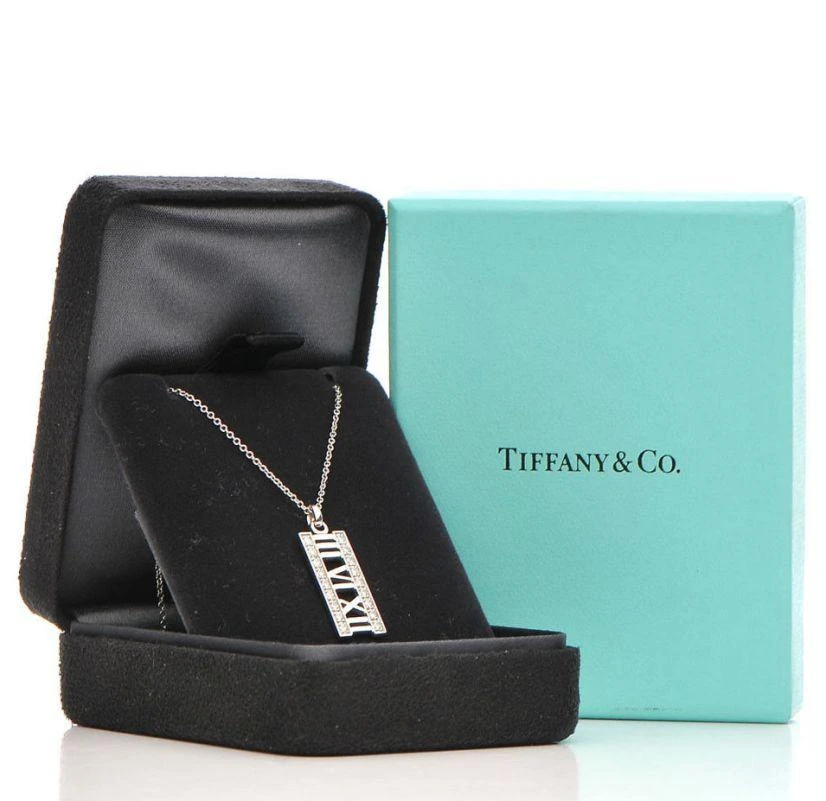 Tiffany & Co. Atlas 18k White Gold Diamond Open Bar Pendant Necklace 9 Tiffany & Co. Atlas 18k White Gold Diamond Open Bar Pendant Necklace – Image 7