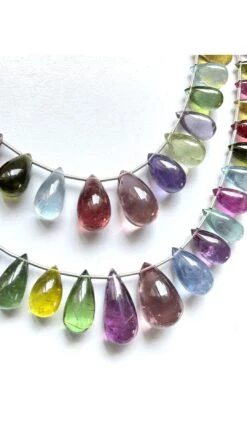 Unknown Important Pastel Colors Tourmaline Smooth Drops Strand Natural Gemstone Beads -Mode Bijouterie Magasin 6 master 11