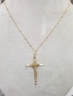 Unknown 18k Yellow Gold Plated On Silver Wire Cross Pendant By Vannesa Tasani -Mode Bijouterie Magasin 6 master 12