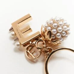 FENDI Gold Tone E Alphabet Pearl Spike Embellished Berry Charm Ring -Mode Bijouterie Magasin 6 master 20