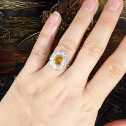 Unknown Bright And Rich 2.90ct Cushioned Oval Yellow Sapphire And 1.30ct Diamond Cluster -Mode Bijouterie Magasin 6 master 5