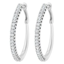 10K White Gold 1/2 Carat Diamond Hoop Earrings -Mode Bijouterie Magasin 70 5456W 3 master