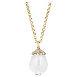 Goshwara Large Moon Quartz Drop With Diamond Pendant