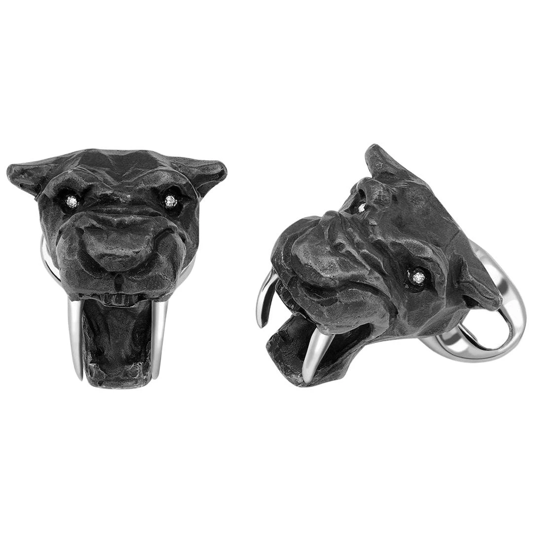 Deakin & Francis Sterling Silver Black Saber-Tooth Tiger Cufflinks 3 Deakin & Francis Sterling Silver Black Saber-Tooth Tiger Cufflinks