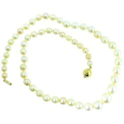 Unknown Cultured Japanese Large Round Pearls Finished With A Yellow Gold Ball Clasp -Mode Bijouterie Magasin 7561121 master