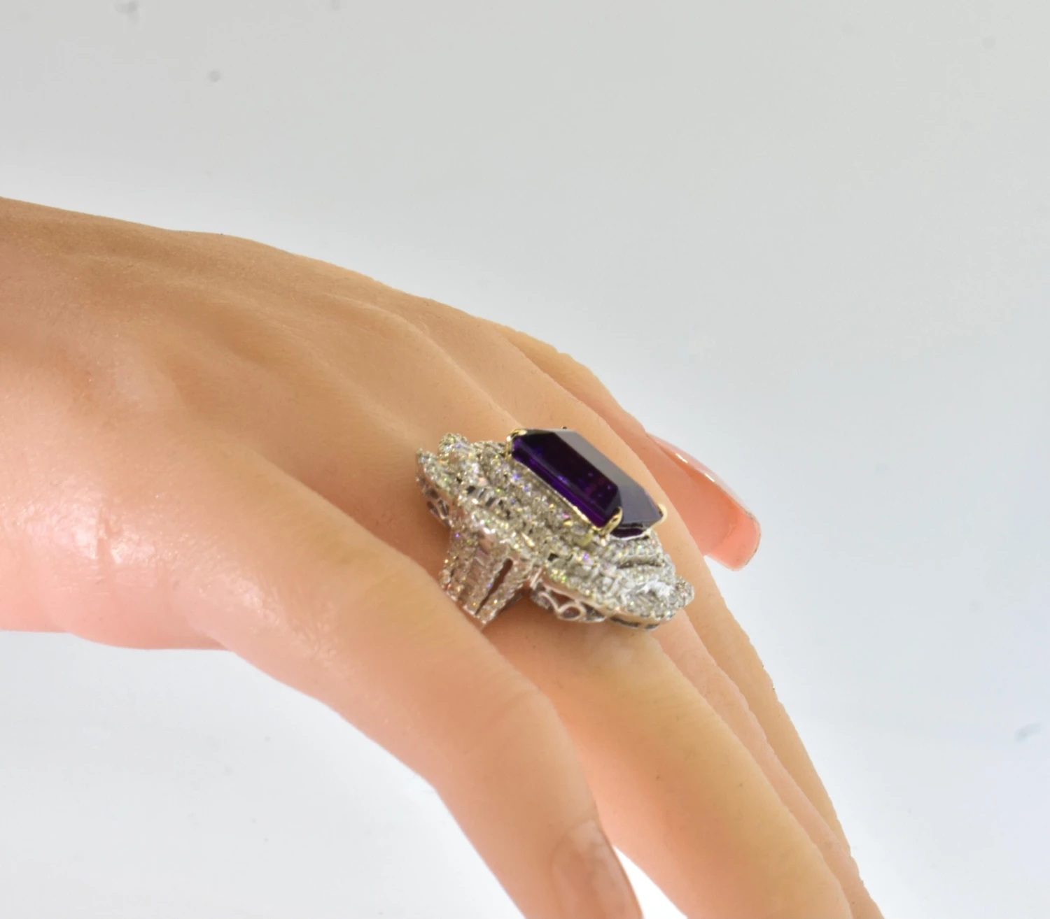 Unknown Impressive Contemporary White Diamond And Gem Amethyst Ring 6 Unknown Impressive Contemporary White Diamond And Gem Amethyst Ring – Image 4