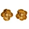 Oscar De La Renta Gold Poppy Flower Clip On Earrings, Contemporary