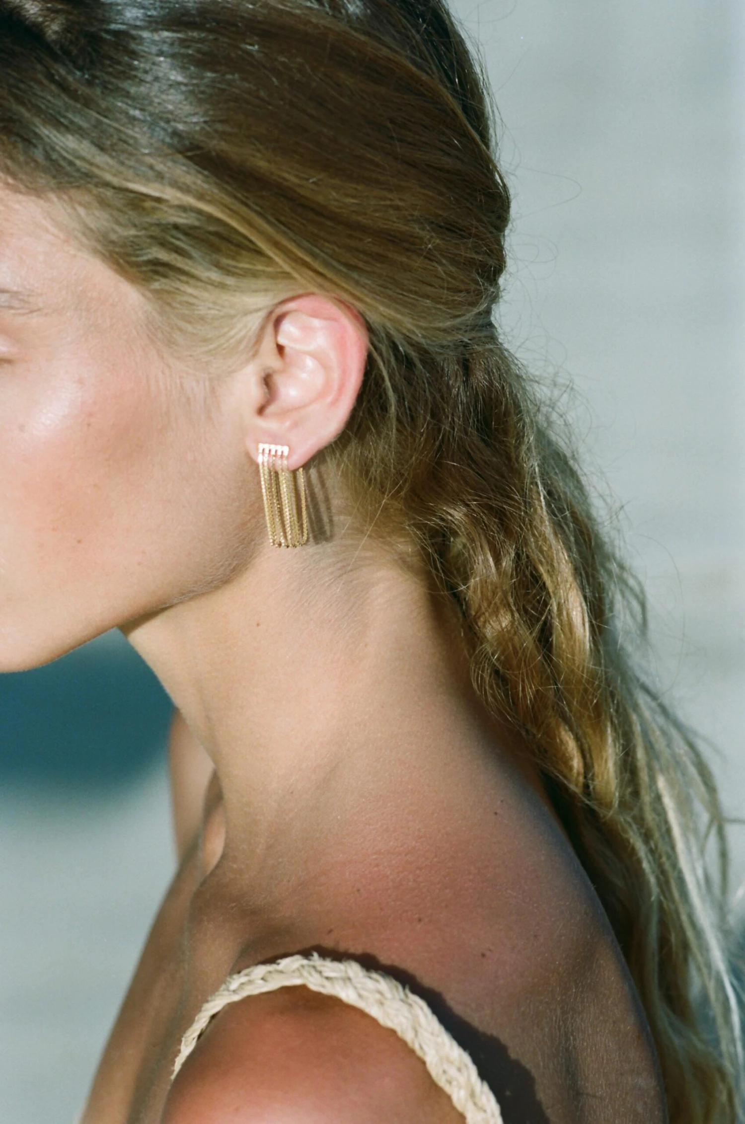 Silver Gold Plated Earrings Box Chain Short Handmade Greek Jewelry 6 Silver Gold Plated Earrings Box Chain Short Handmade Greek Jewelry – Image 4