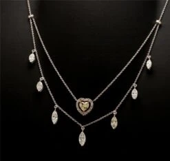 Yellow Heart And Marquise Diamonds Two-Row Necklace In 14k Gold -Mode Bijouterie Magasin 7B3629F4 9F60 4254 A9A4 35D8B6F87B73 master