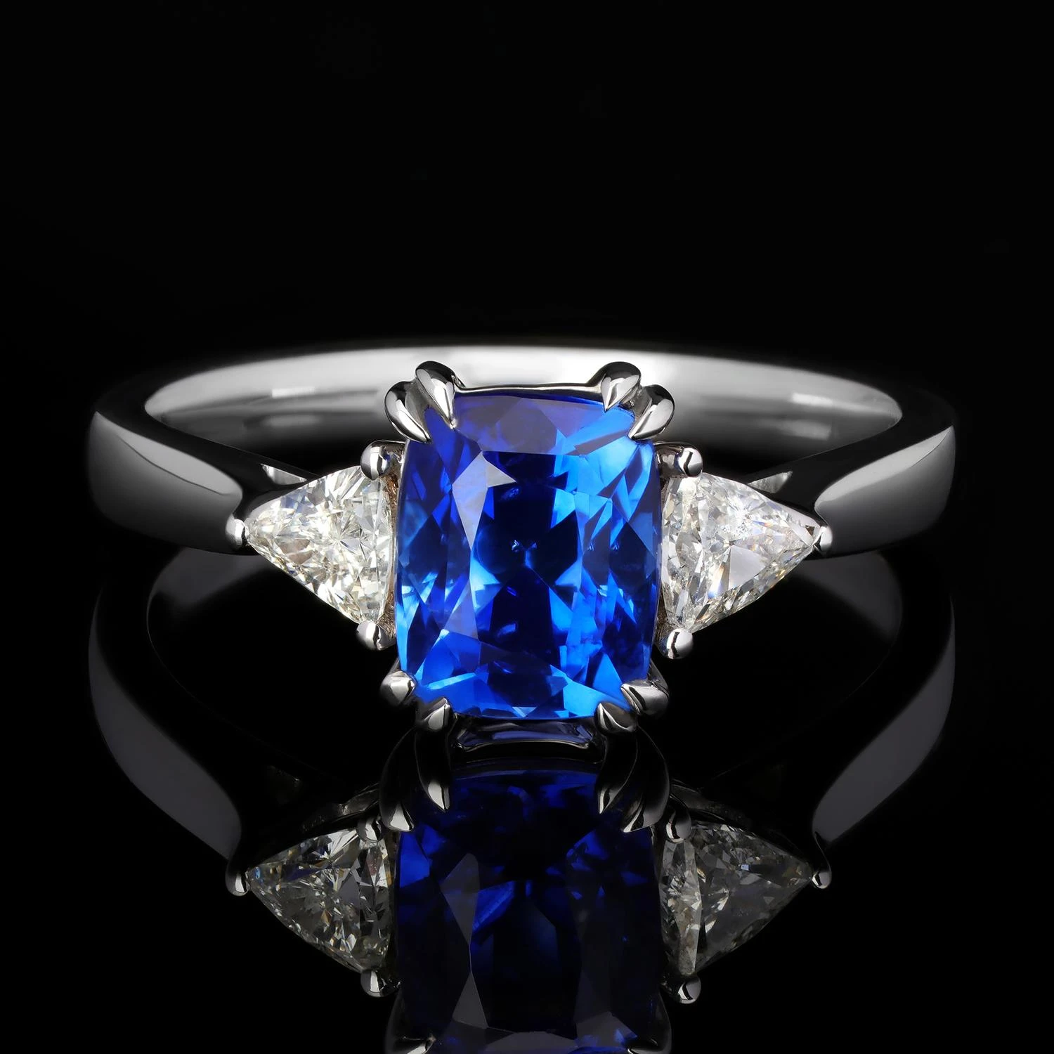 Unknown Sapphire Ring Diamond Wedding Band White Gold Blue Gemstone 4 Unknown Sapphire Ring Diamond Wedding Band White Gold Blue Gemstone – Image 2