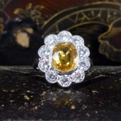 Unknown Bright And Rich 2.90ct Cushioned Oval Yellow Sapphire And 1.30ct Diamond Cluster -Mode Bijouterie Magasin 7 master 3