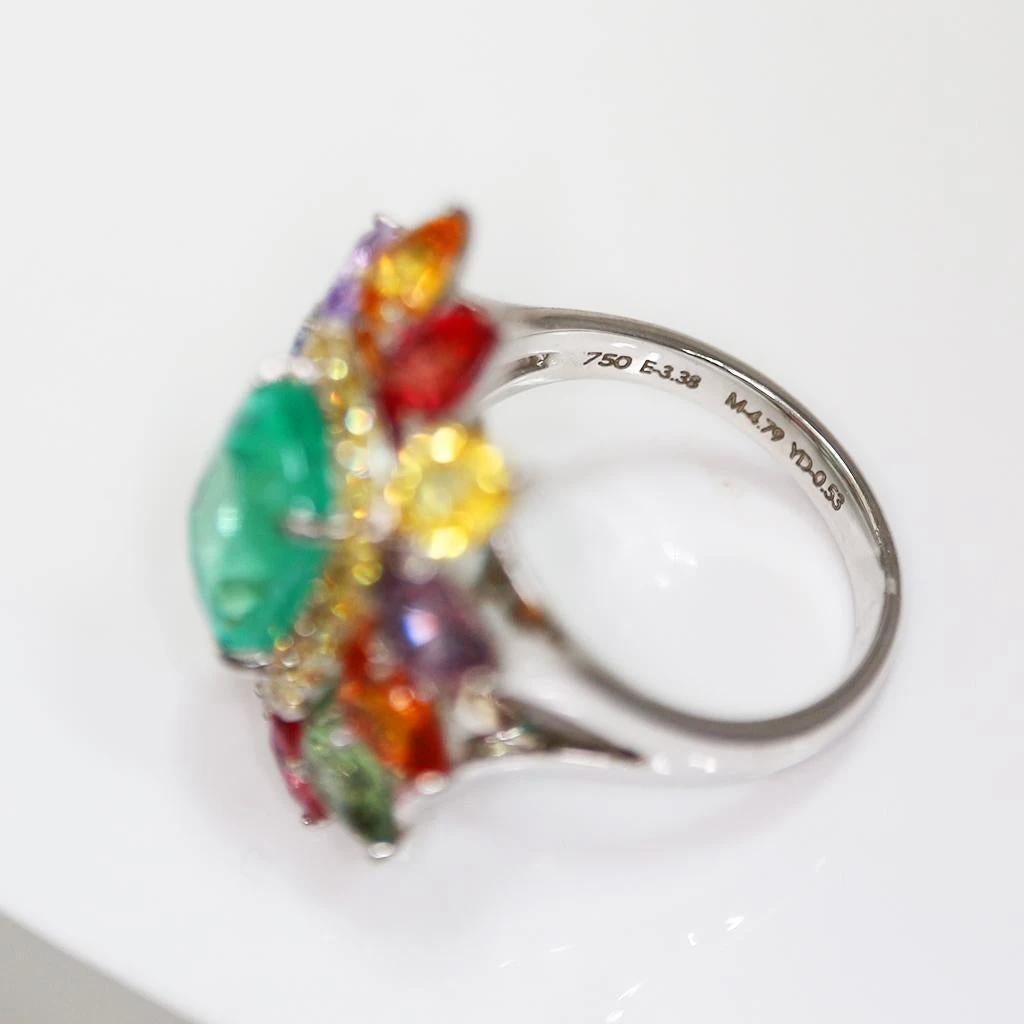 *Sales* IGI 18k 8.70 Ctw Emerald &Sapphires Antique Art Deco Engagement Ring 10 *Sales* IGI 18k 8.70 Ctw Emerald &Sapphires Antique Art Deco Engagement Ring – Image 8