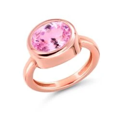 Eighteen Karat Rose Gold Ceylon Pink Sapphire High Dome Cocktail Solitaire Ring -Mode Bijouterie Magasin 809 8PPKSAP 002 master 1