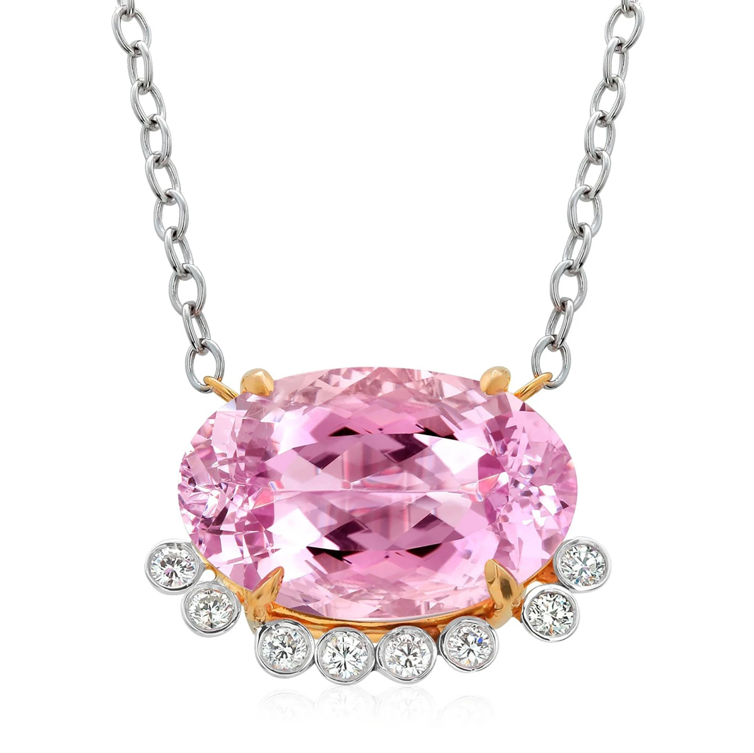 Eighteen Karat Yellow Gold 30.85 Carat Natural Kunzite Diamond Pendant Necklace 7 Eighteen Karat Yellow Gold 30.85 Carat Natural Kunzite Diamond Pendant Necklace – Image 5
