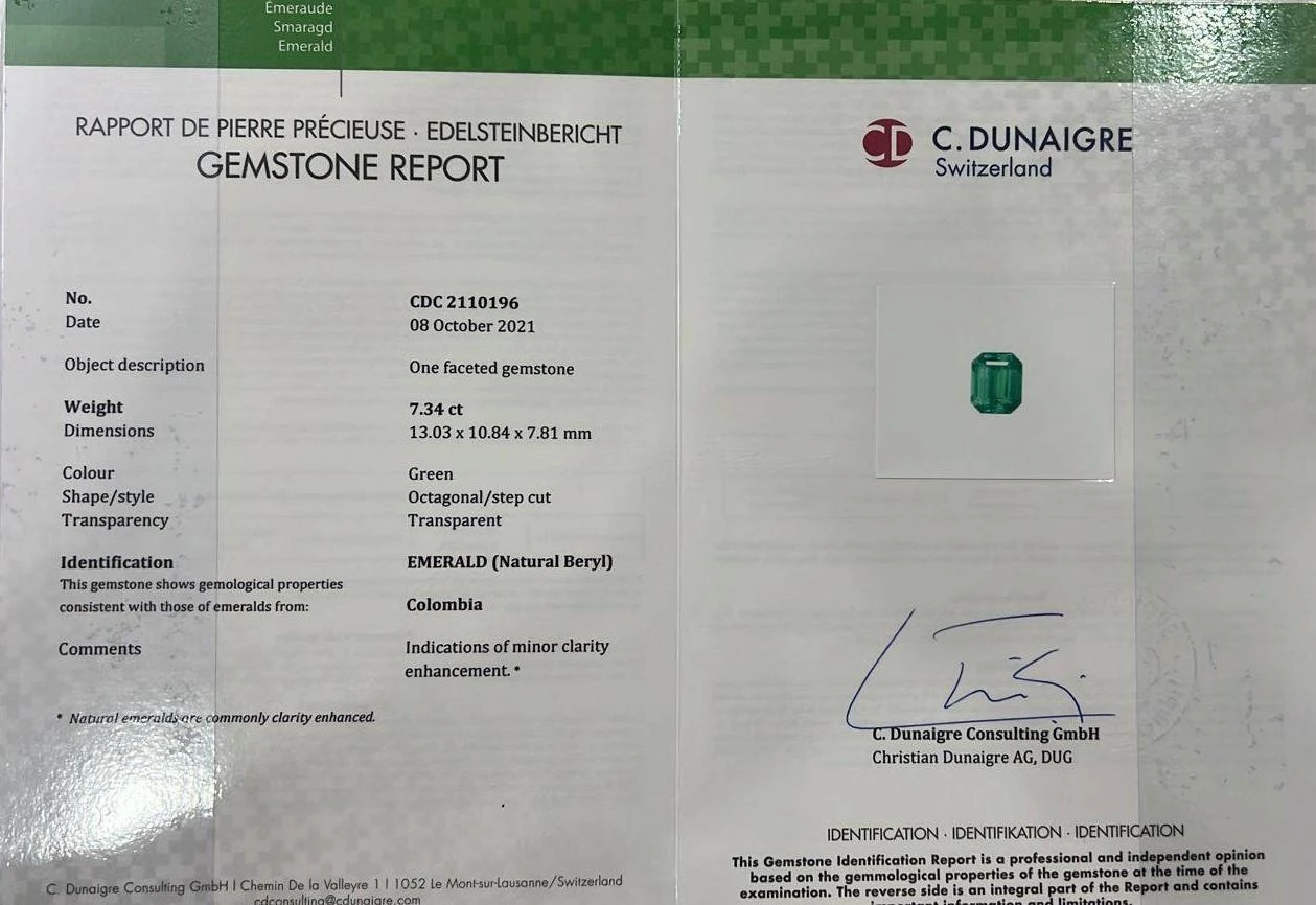 GRS 18K 7.34 Ct Colombia Emerald&Diamond Antique Art Deco Engagement Ring 15 GRS 18K 7.34 Ct Colombia Emerald&Diamond Antique Art Deco Engagement Ring – Image 13