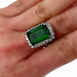 Unknown Platinum 10.45 Carat Tourmaline And Diamond Cocktail Ring 13 Unknown Platinum 10.45 Carat Tourmaline And Diamond Cocktail Ring -Mode Bijouterie Magasin 86089hand 1 master