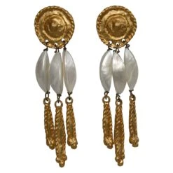 Unknown Carole Saint Germes Gilded Bronze And Baroque Mother Of Pearl Clips