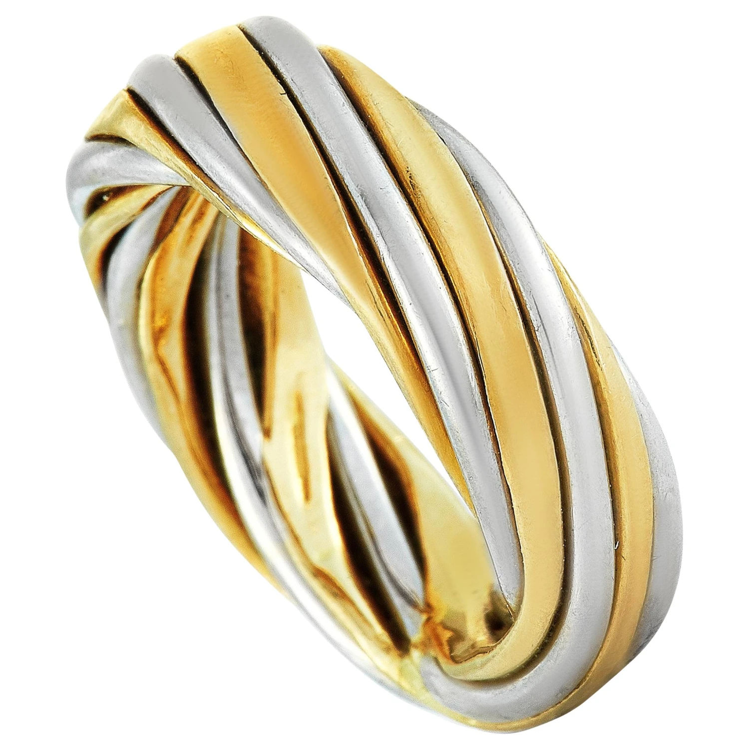 Van Cleef & Arpels Vintage 18 Karat White And Yellow Gold Band Ring 3 Van Cleef & Arpels Vintage 18 Karat White And Yellow Gold Band Ring