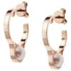Nathalie Jean Contemporary Pearl 18 Karat Rose Gold Hoop Earrings