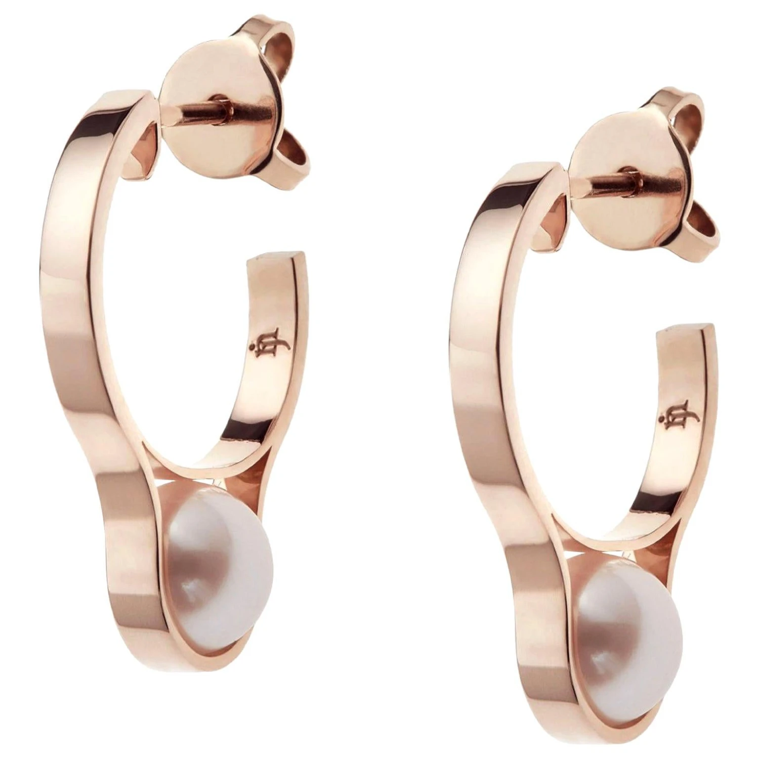 Nathalie Jean Contemporary Pearl 18 Karat Rose Gold Hoop Earrings 3 Nathalie Jean Contemporary Pearl 18 Karat Rose Gold Hoop Earrings